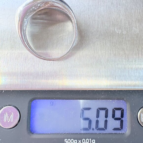 VTG Solid Sterling Silver 925 Black Onyx Tapered Band Signet Ring Size 9.25 - Picture 7 of 8